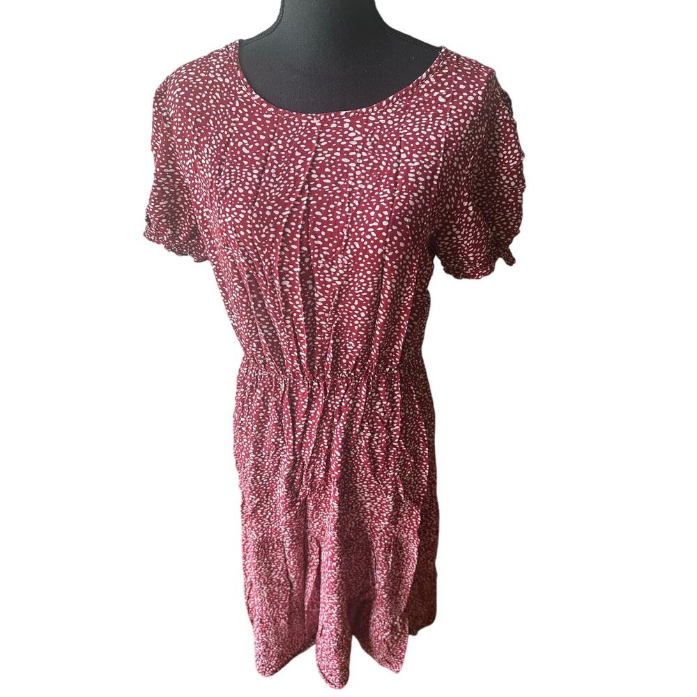 Grecerelle Red Polka Dot Maxi Dress Tiered Skirt Elastic Waist Casual Chic